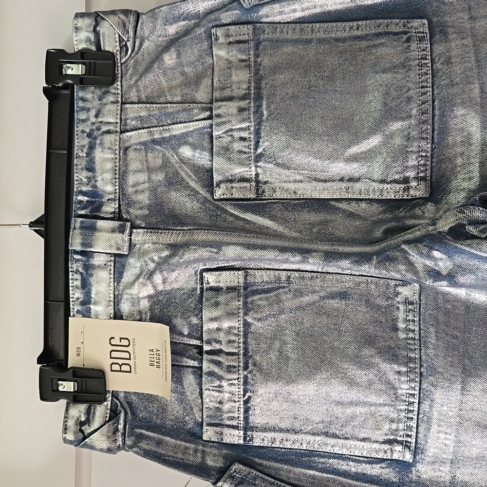 BDG Bella Baggy Patch Pocket Jeans - Metallic Wash - Picture 9 of 14